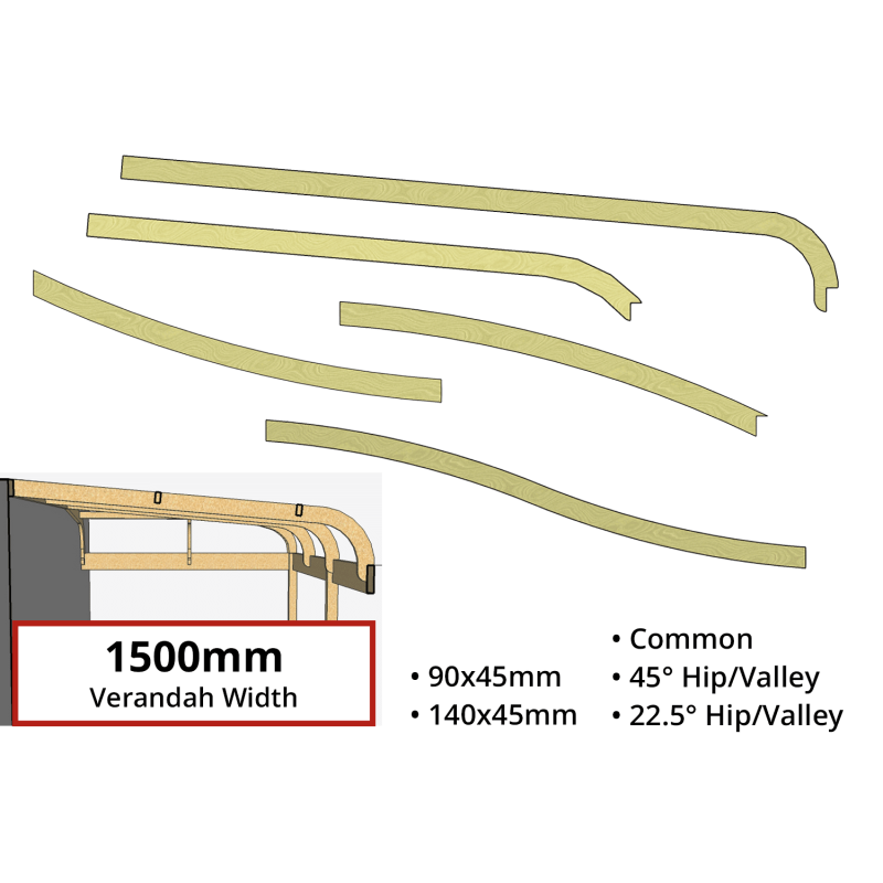 Curved Verandah Rafters for 1500mm Verandah Width - Lyrebird Enterprises