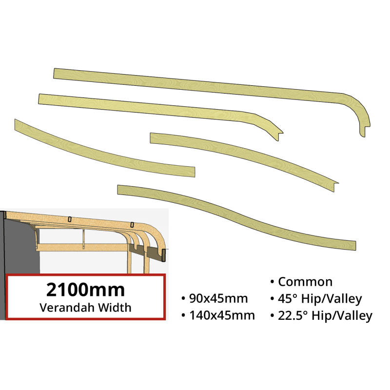 Curved Verandah Rafters for 2100mm Verandah Width - Lyrebird Enterprises