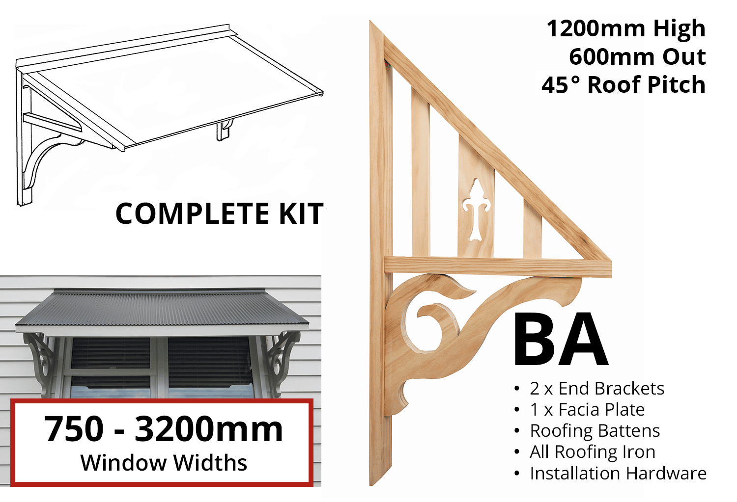 Profile BA - Feature Window Canopy / Window Awning Kits - Lyrebird Enterprises
