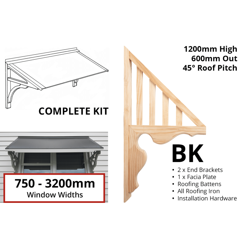 Profile BK - Feature Window Canopy / Window Awning Kits - Lyrebird Enterprises