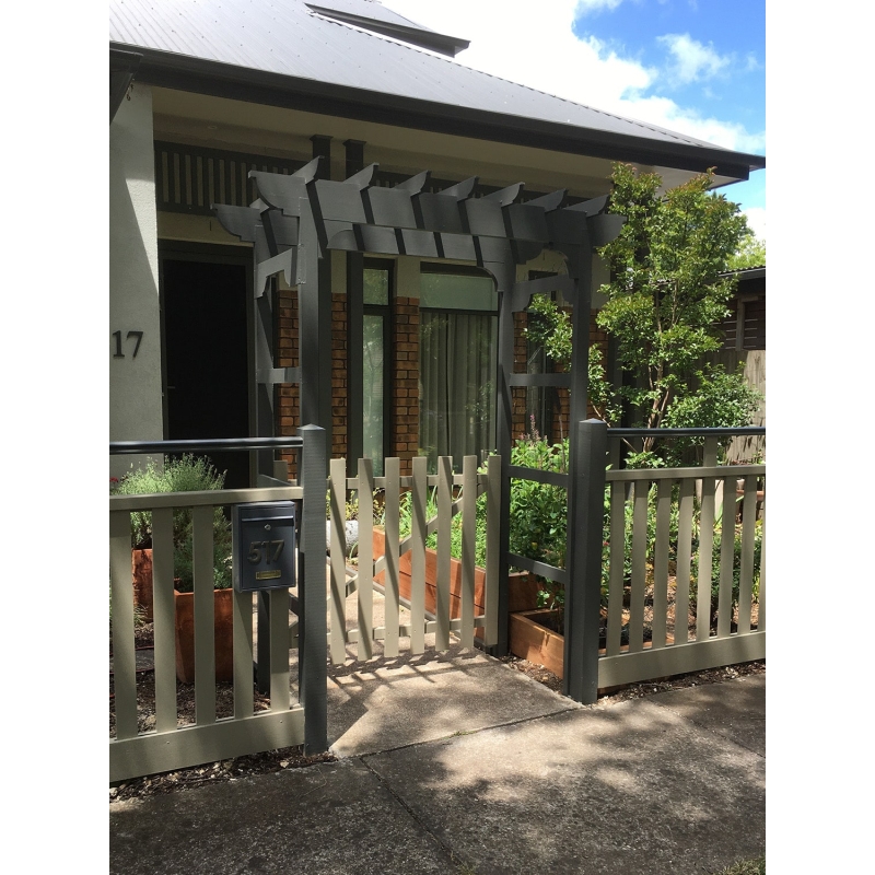 White Bourke Garden Arch Kit with Lattice Sides - Lyrebird Enterprises
